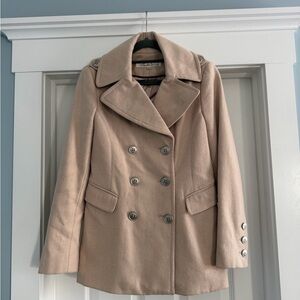 Kenneth Cole New York Beige Double-Breasted Pea Coat